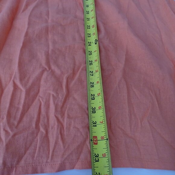 Old Navy Orange Linen Blend Tunic Dress  Women Size M Pockets Roll Tab Sleeves - Picture 13 of 14